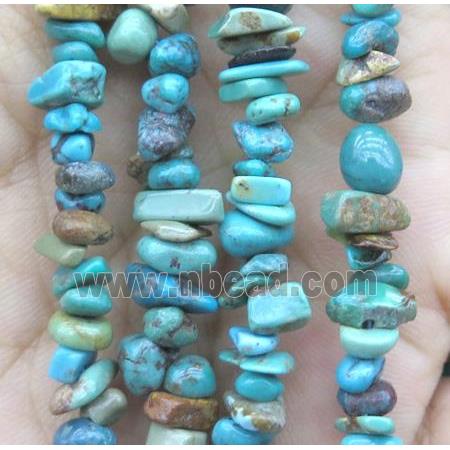 natural turquoise chip beads, freeform, blue