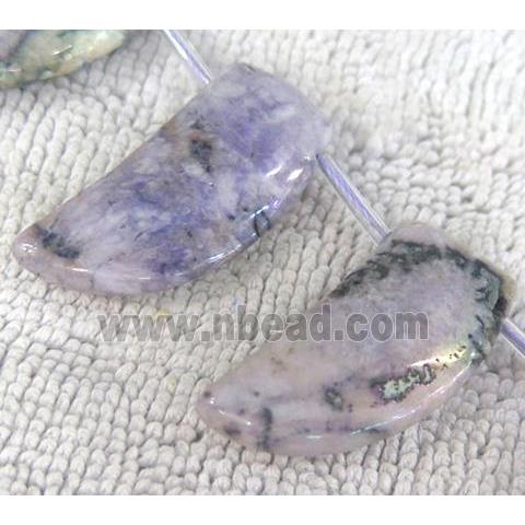 clear quartz horn beads, purple