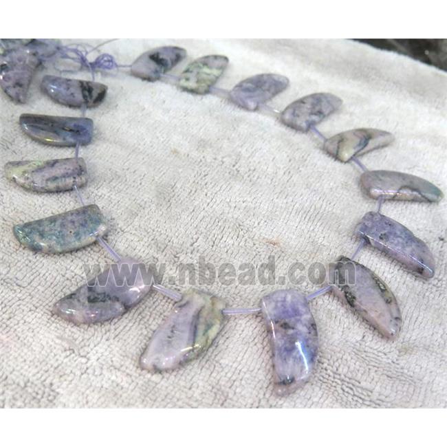 clear quartz horn beads, purple