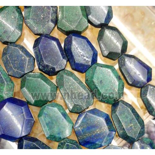 Azurite slice beads, faceted freeform