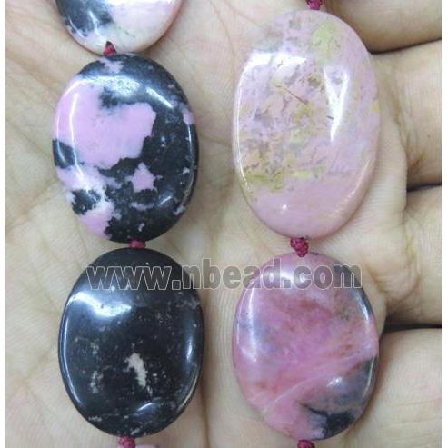 Rhodonite oval beads, pink