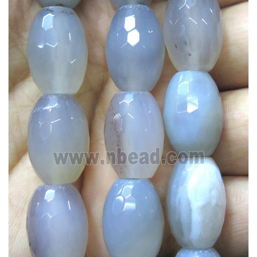 gray agate bead, faceted barrel