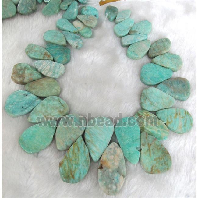 amazonite beads for necklace, green, teardrop
