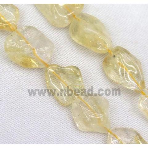 citrine bead, freeform, yellow