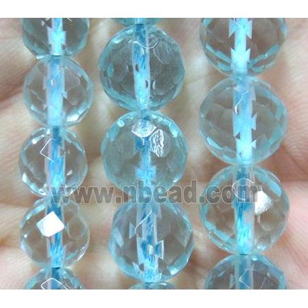 blue Topaz beads synthetic with crystal, faceted round