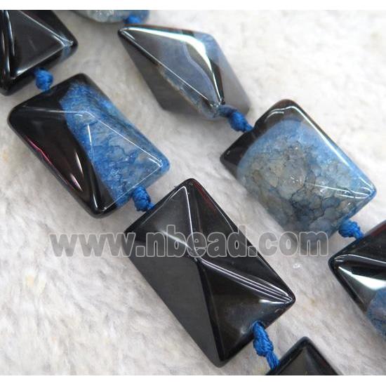 agate beads with blue druzy, rectangle, point