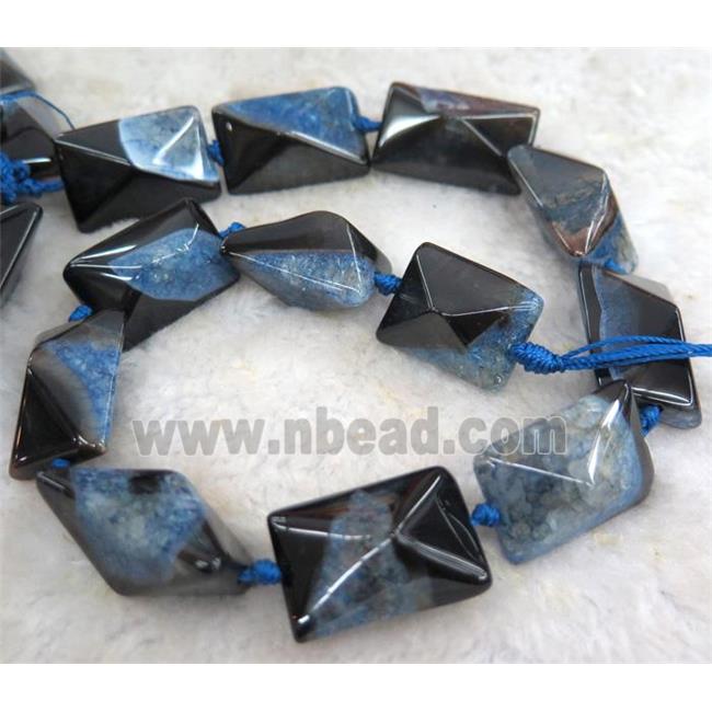 agate beads with blue druzy, rectangle, point
