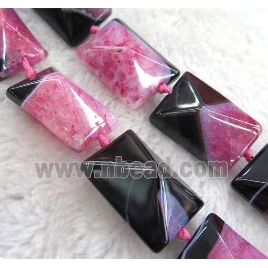 agate rectangle beads with pink druzy, point
