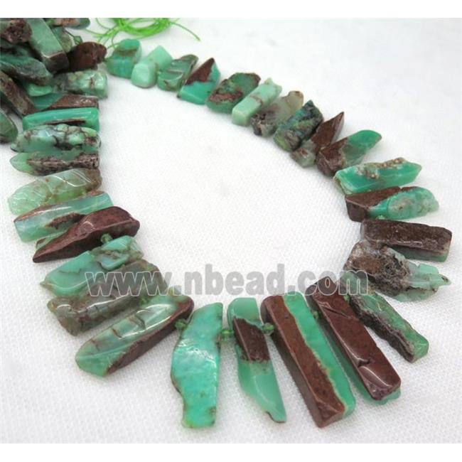Australian Chrysoprase stick collar beads, green