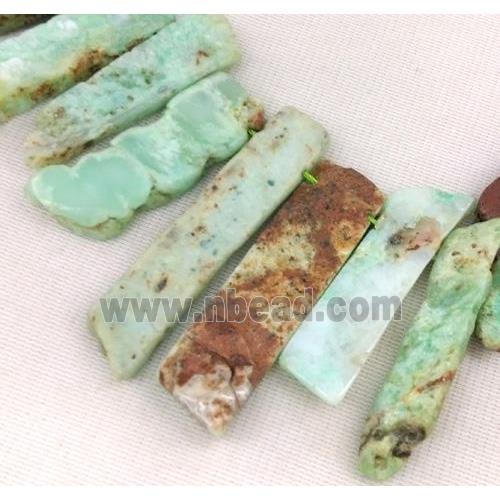 green Australian Chrysoprase collar beads, stick