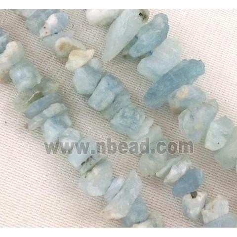 Aquamarine beads chip, freeform, blue
