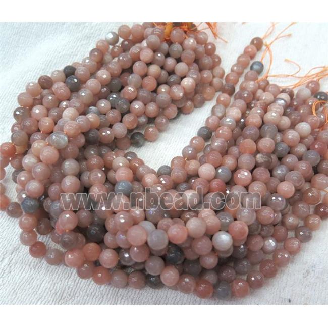 faceted round MoonStone Beads, AA-Grade