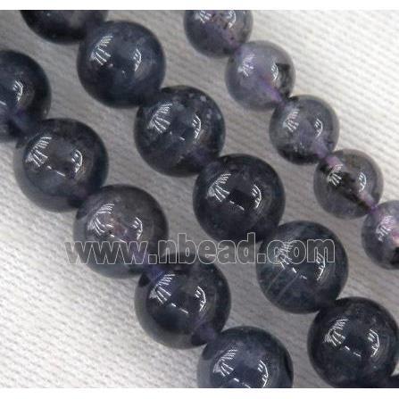 Natural Iolite Beads Inkblue Smooth Round