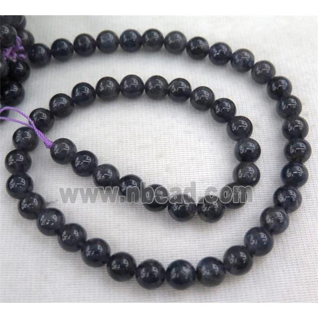 Natural Iolite Beads Inkblue Smooth Round