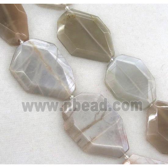 grey Moonstone bead, faceted rhombic