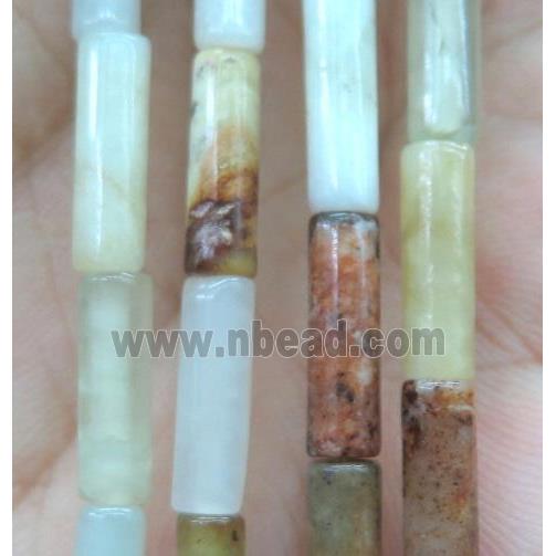 Chinese HuaXiu Jade Tube Beads