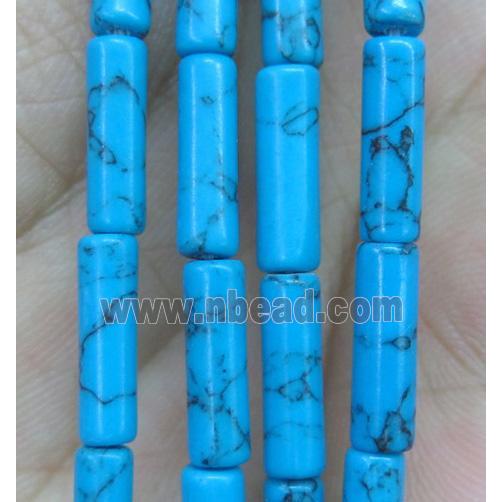 blue turquoise tube beads, dyed