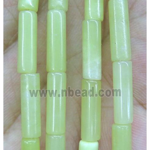 Lemon Jade tube beads, olive