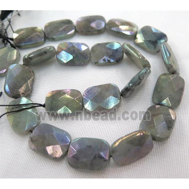 Labradorite bead, faceted rectangle, AB color