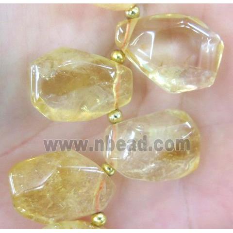 citrine beads, faceted teardrop, yellow