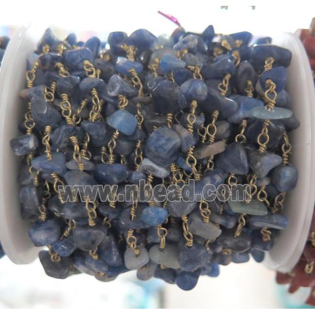 handmade rosary chain with blue sodalite bead chip