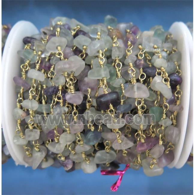 handmade rosary chain with fluorite chip bead