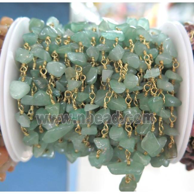 handmade rosary chain with green aventurine bead chip