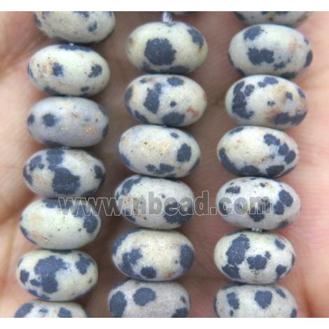 matte spotted dalmatian jasper beads, rondelle