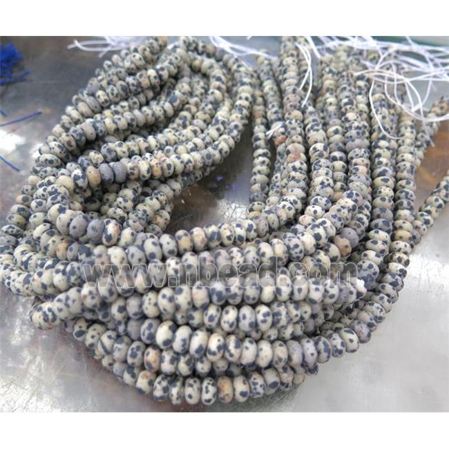 matte spotted dalmatian jasper beads, rondelle