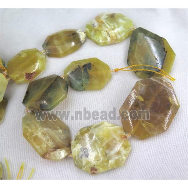 yellow opal jasper slice beads, faceted freeform