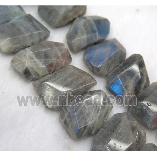 Labradorite nugget bead, faceted freeform
