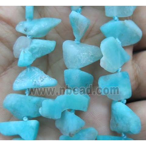 Amazonite chip beads, freeform, blue dye