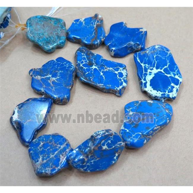 Sea Sediment Jasper bead, slice, freeform, blue