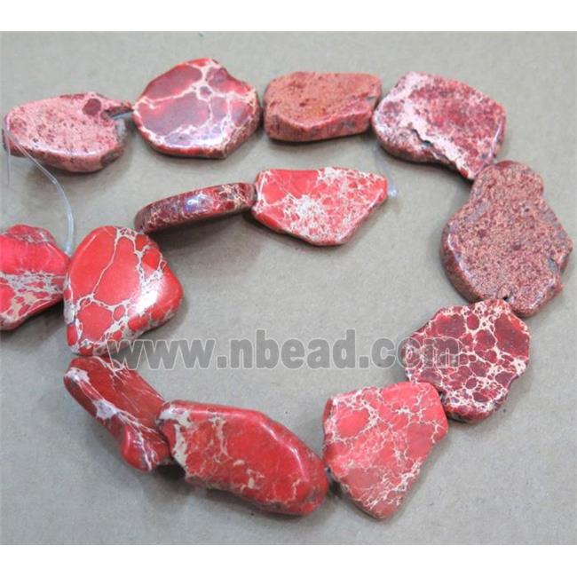 Sea Sediment Jasper bead, slice, freeform, orange