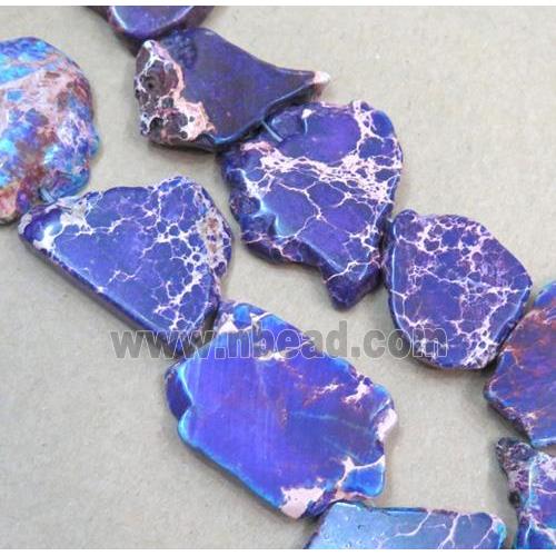 Sea Sediment Jasper beads, slice, freeform, purple