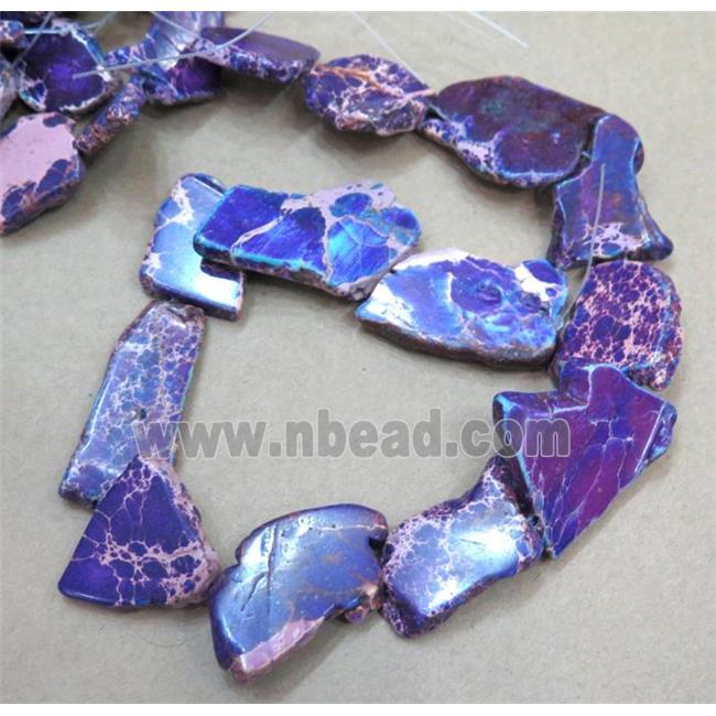 Sea Sediment Jasper beads, slice, freeform, purple