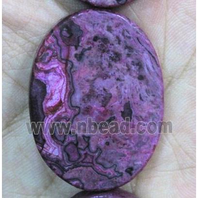 sea sediment jasper bead, flat-oval, purple