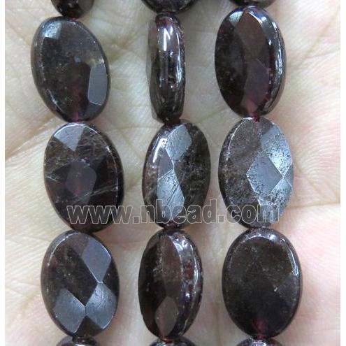 red Garnet bead, faceted oval