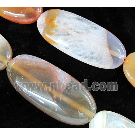 druzy agate stone bead, flat oval