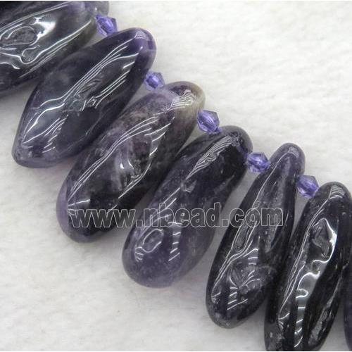 Amethyst collar stick beads, deep purple, top drilled