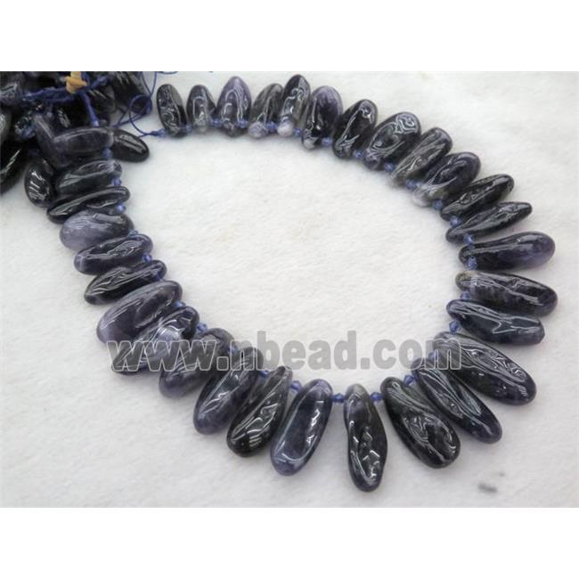 Amethyst collar stick beads, deep purple, top drilled