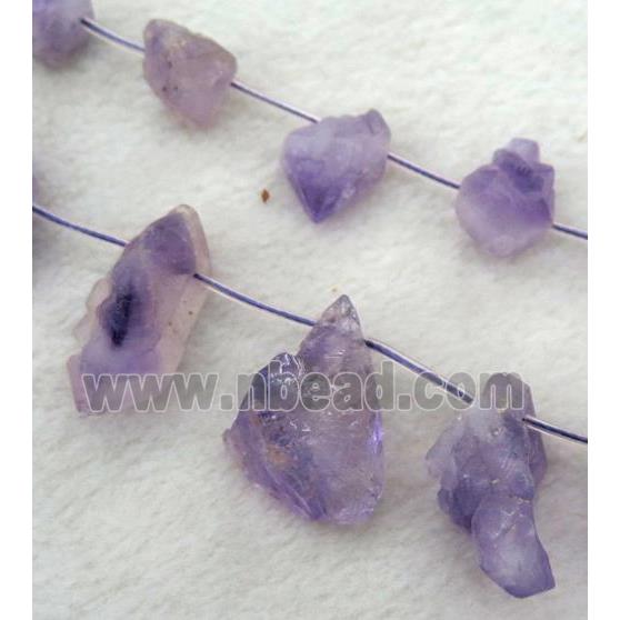 Amethyst collar bead, purple, freeform, top drilled