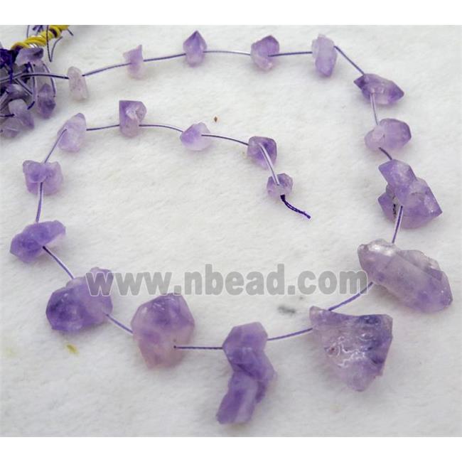 Amethyst collar bead, purple, freeform, top drilled