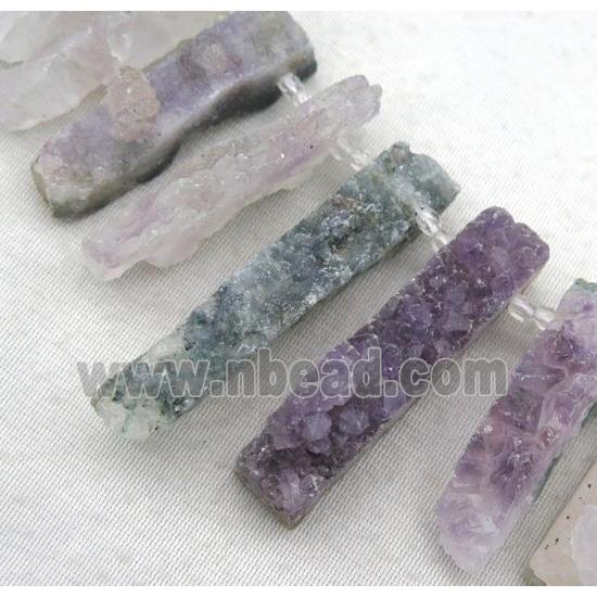 amethyst druzy collar bead, stick, purple