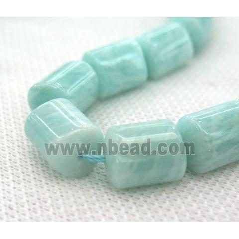 Peruvian Amazonite beads, 3faces tube, blue