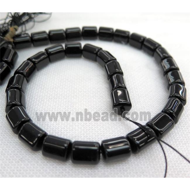black onyx agate bead, 3faces tube