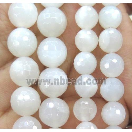 white MoonStone beads, faceted round