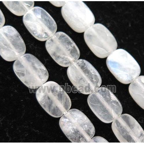 white MoonStone bead, faceted rectangle