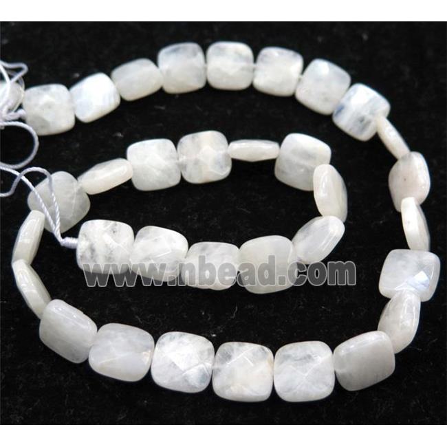 white MoonStone beads, faceted square