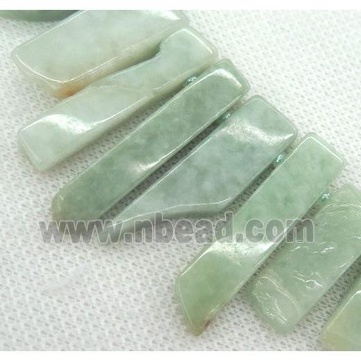 Burma Chalcedony stick collar bead, green